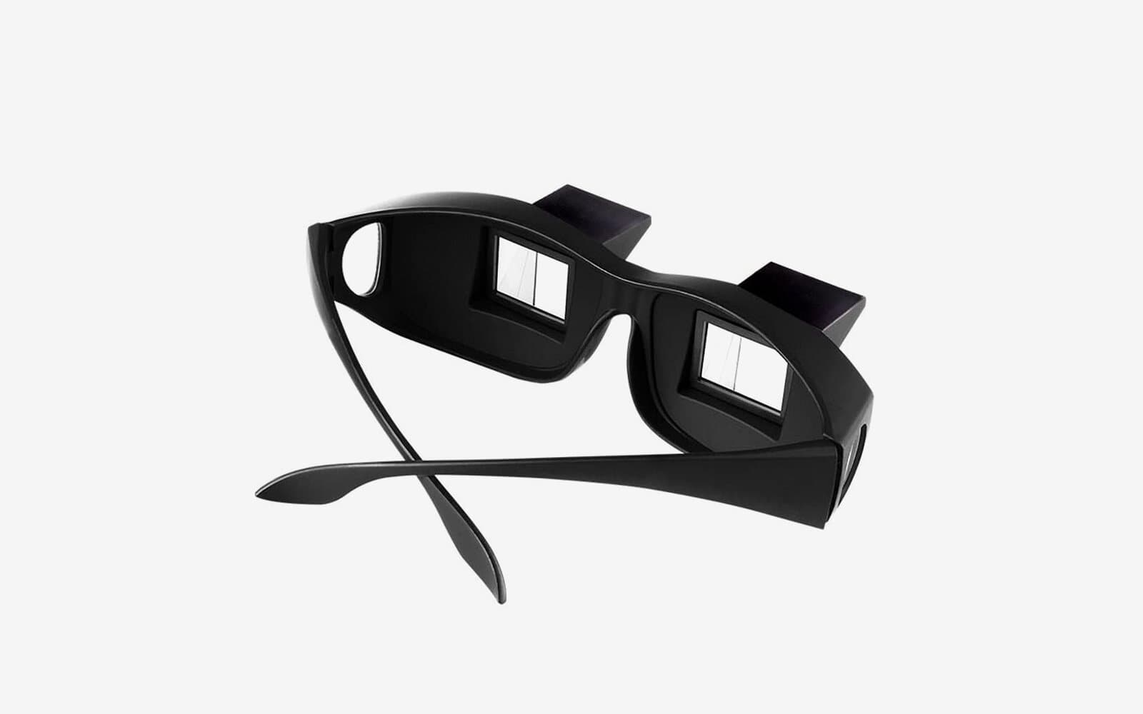 Rear view of Lazy Readers prism glasses showing the prism blocks